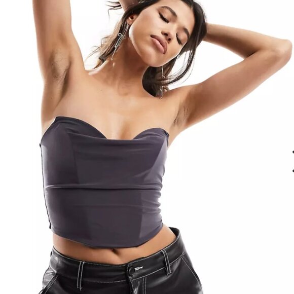 NWT!!! ASOS DESIGN sleeveless corset top in charcoal - Picture 1 of 6